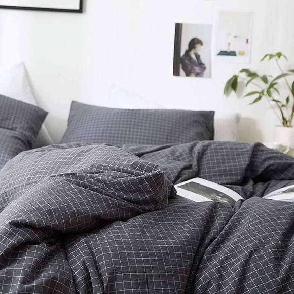 3 Pcs Striped | Grid Cotton Duvet Cover - Picture 6 of 8